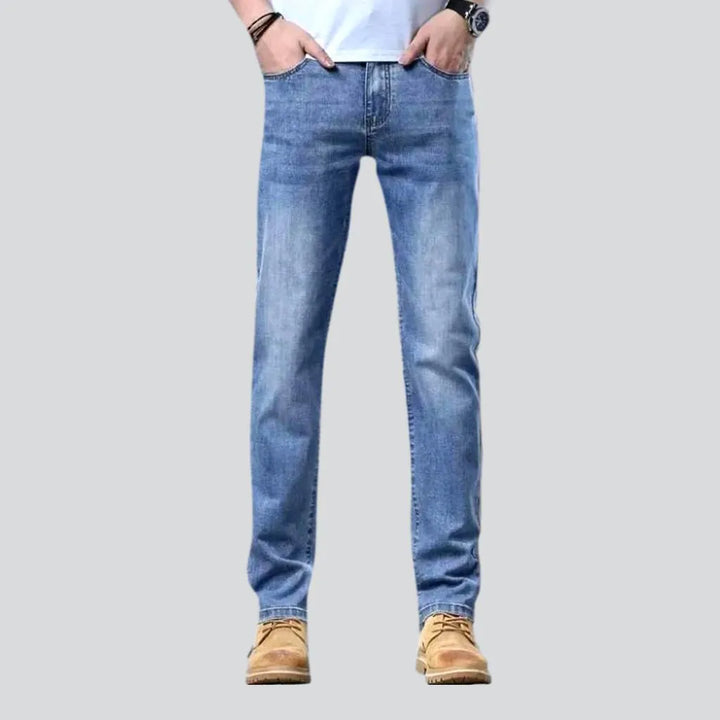 Thin men's high-waist jeans