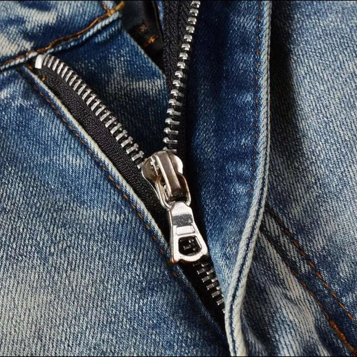 Black patch knees men's skinny jeans