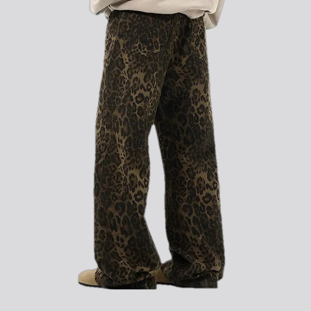 Slouchy animal print mid rise men's jean pants