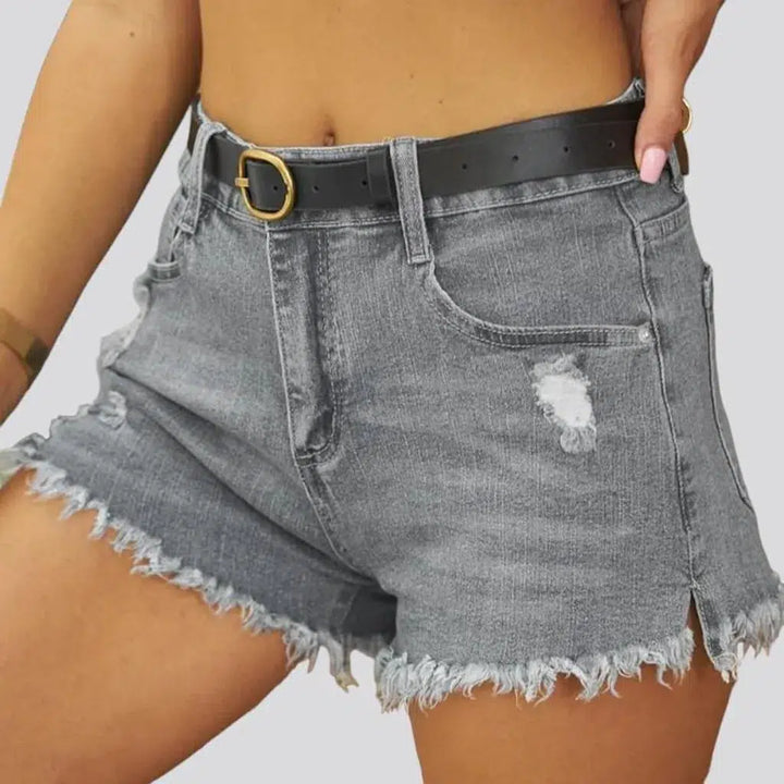 Grunge straight denim shorts for ladies