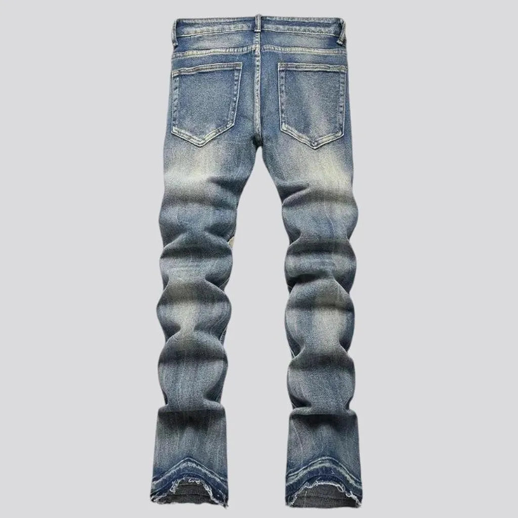 Embroidered vintage style jeans for men