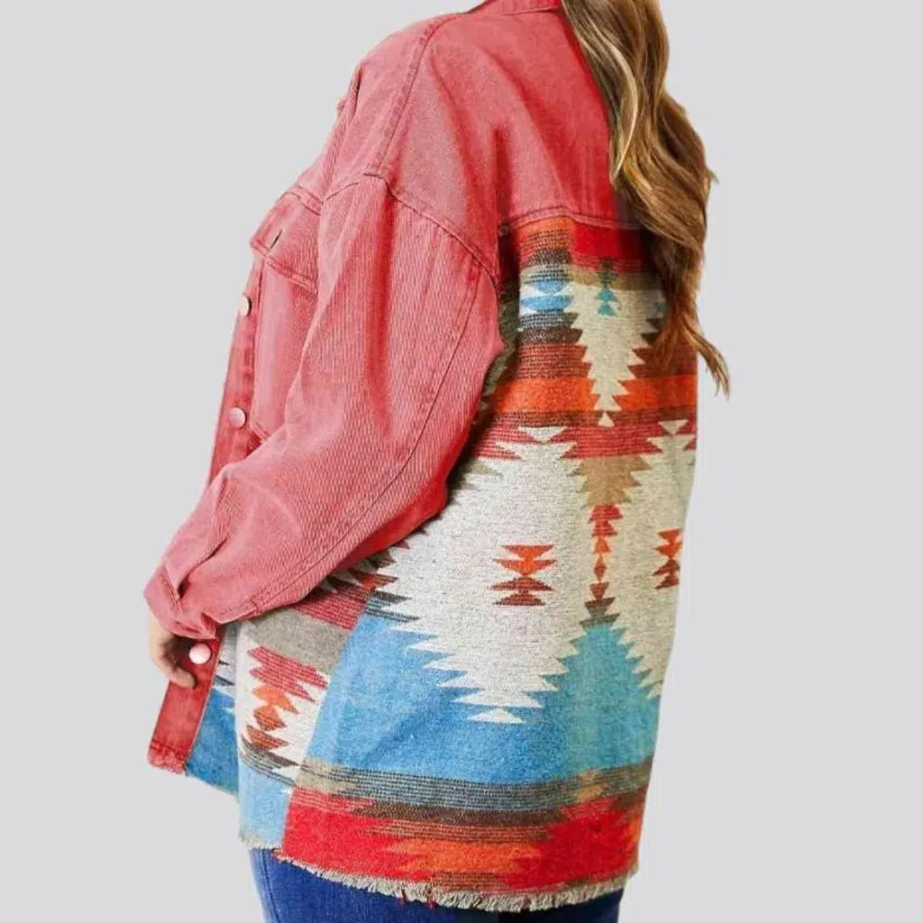 Color patchwork denim jacket for ladies