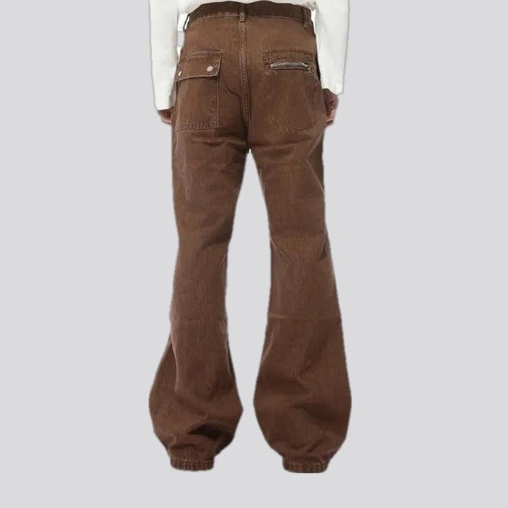 Mid-waist button jeans for men