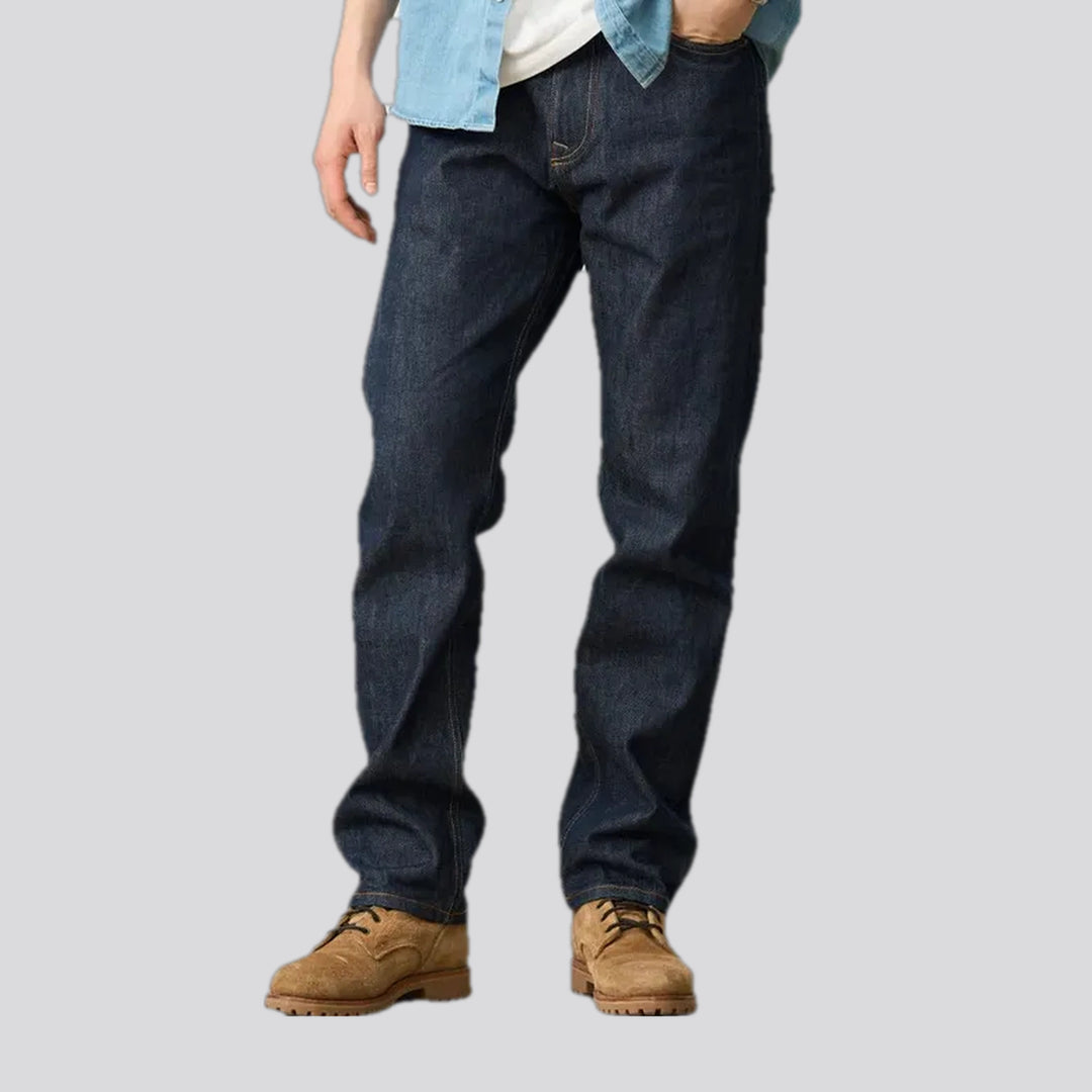 Dark midweight casual tapered men's jeans