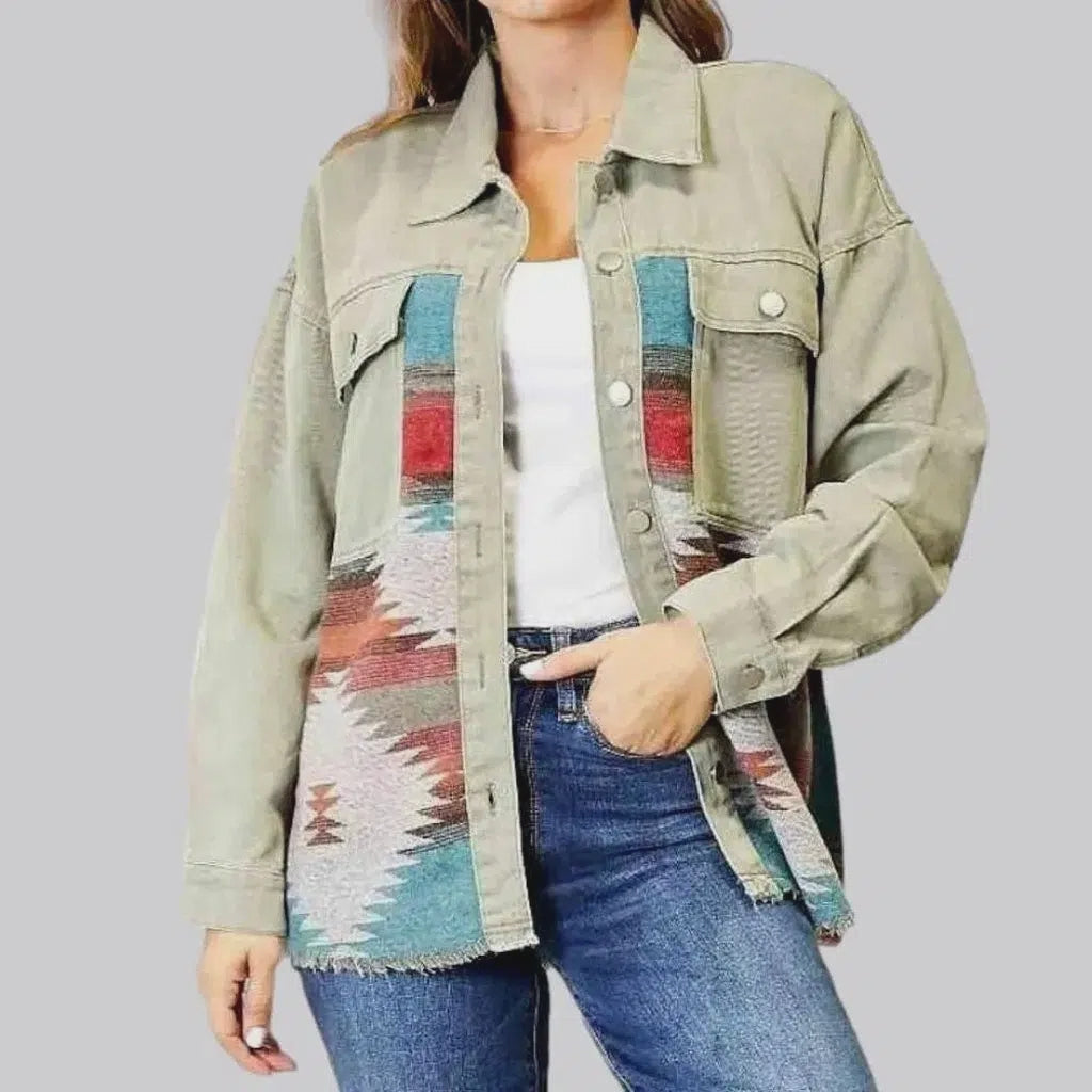 Color patchwork denim jacket for ladies | Jeans4you.shop